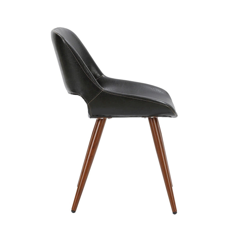 Chaise de salle à manger Langa en similicuir d'inspiration milieu de siècle avec pieds en métal