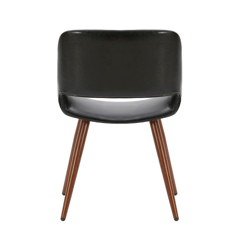 Chaise de salle à manger Langa en similicuir d'inspiration milieu de siècle avec pieds en métal