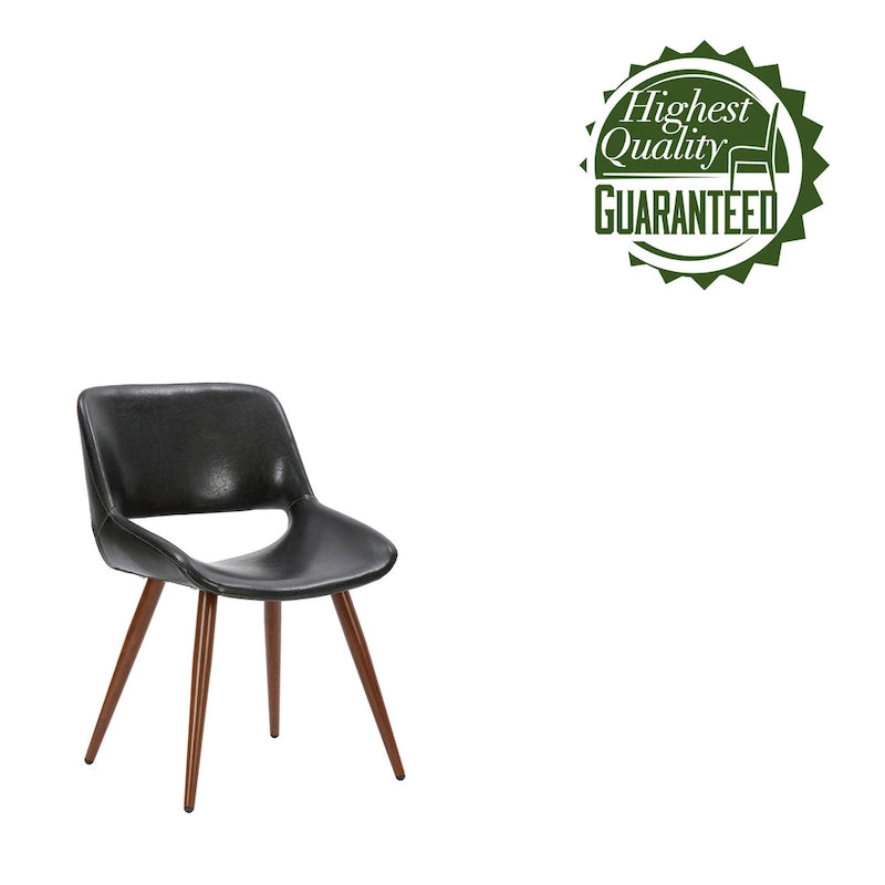 Chaise de salle à manger Langa en similicuir d'inspiration milieu de siècle avec pieds en métal