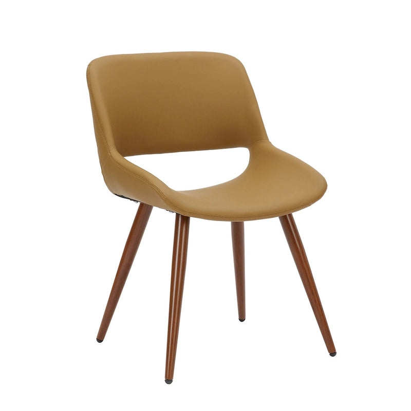Chaise de salle à manger Langa en similicuir d'inspiration milieu de siècle avec pieds en métal
