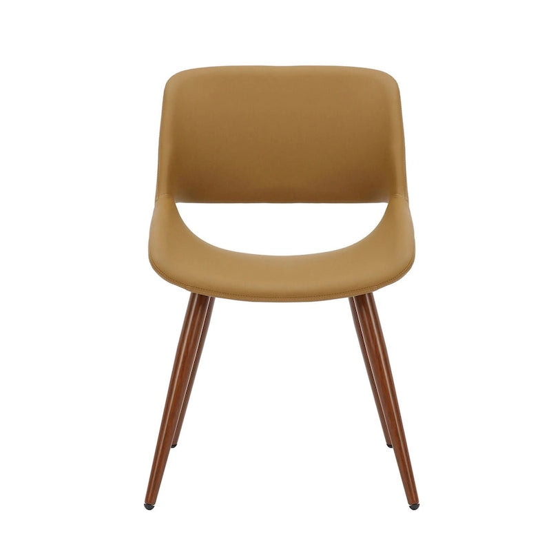 Chaise de salle à manger Langa en similicuir d'inspiration milieu de siècle avec pieds en métal
