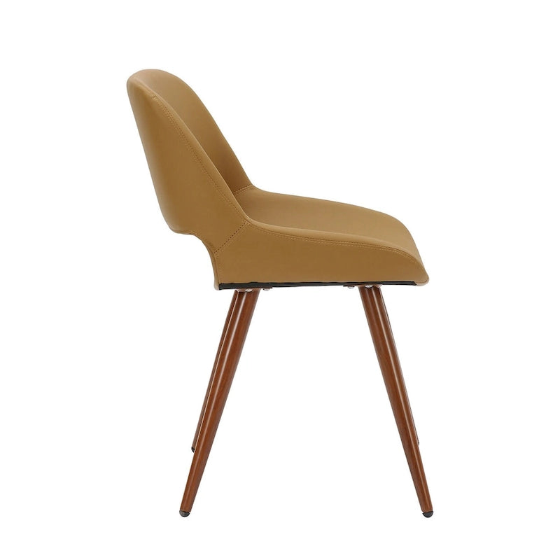 Chaise de salle à manger Langa en similicuir d'inspiration milieu de siècle avec pieds en métal