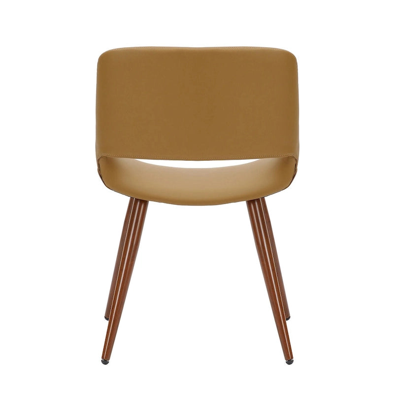 Chaise de salle à manger Langa en similicuir d'inspiration milieu de siècle avec pieds en métal