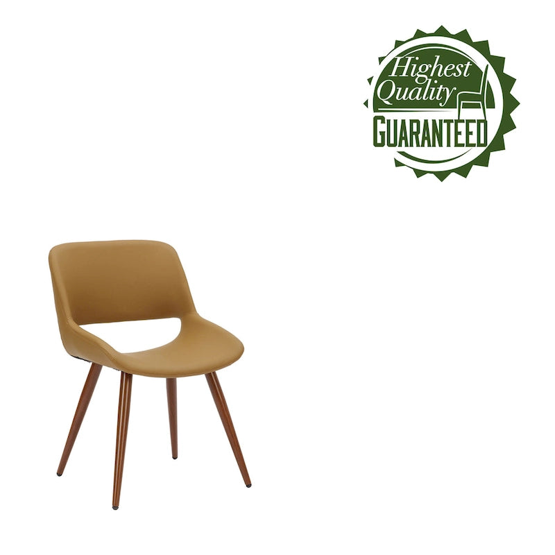 Chaise de salle à manger Langa en similicuir d'inspiration milieu de siècle avec pieds en métal