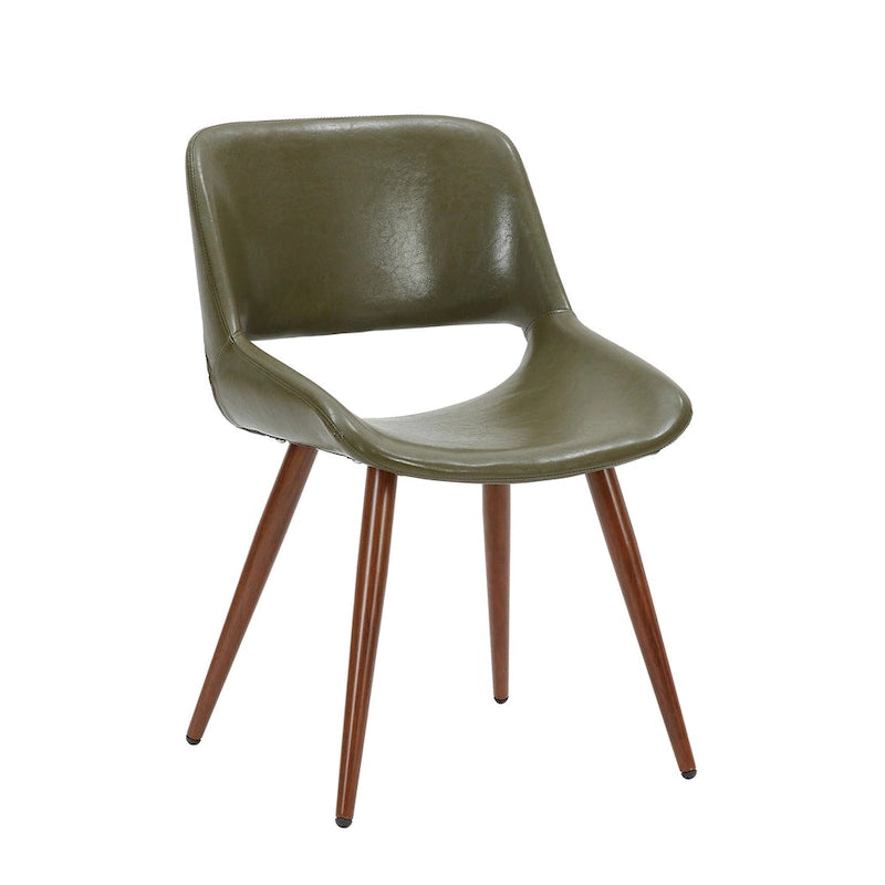 Chaise de salle à manger Langa en similicuir d'inspiration milieu de siècle avec pieds en métal