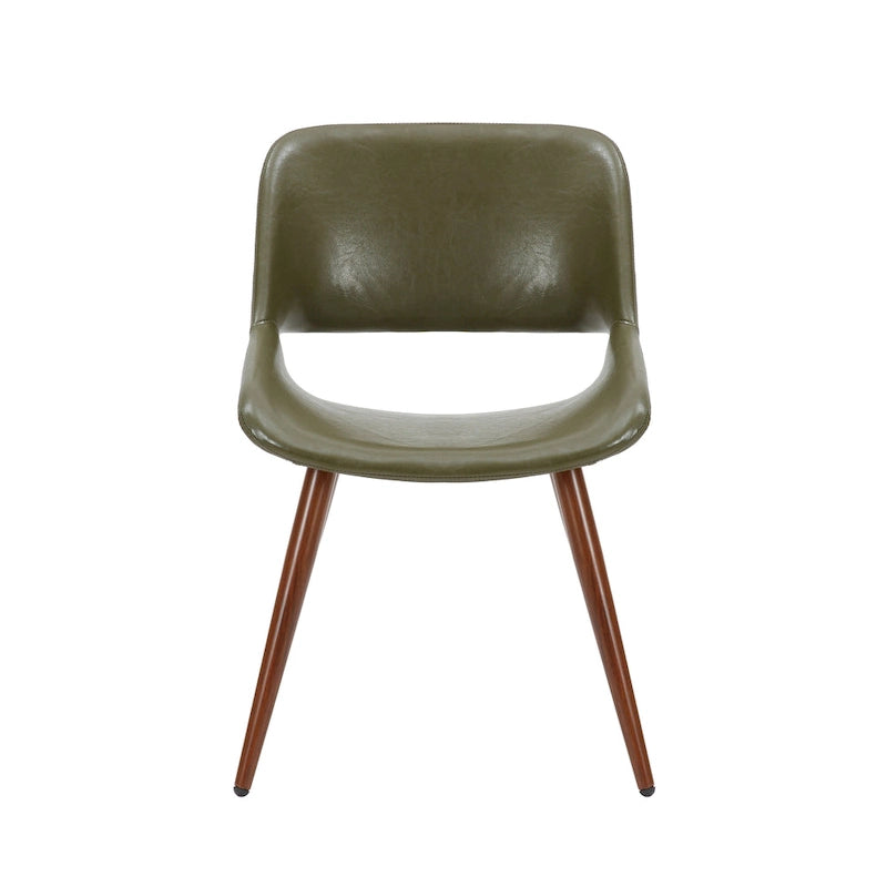 Chaise de salle à manger Langa en similicuir d'inspiration milieu de siècle avec pieds en métal