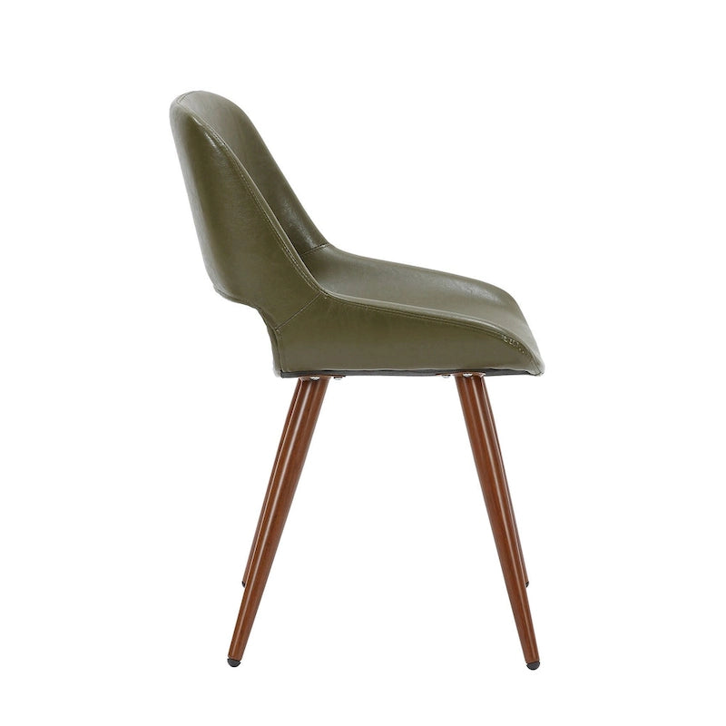 Chaise de salle à manger Langa en similicuir d'inspiration milieu de siècle avec pieds en métal