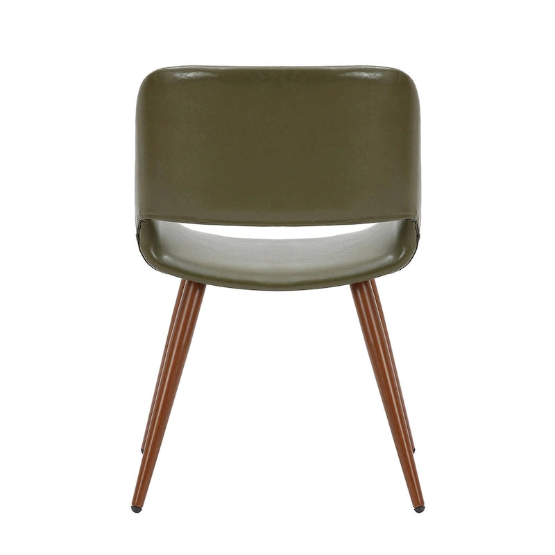 Chaise de salle à manger Langa en similicuir d'inspiration milieu de siècle avec pieds en métal