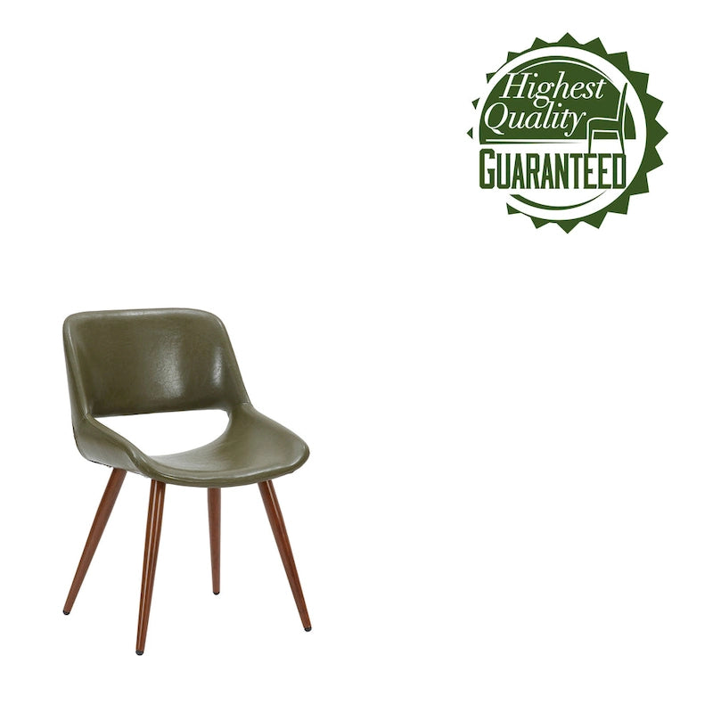 Chaise de salle à manger Langa en similicuir d'inspiration milieu de siècle avec pieds en métal