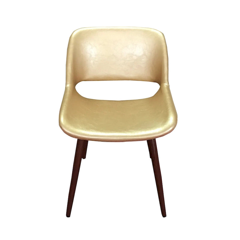 Chaise de salle à manger Langa en similicuir d'inspiration milieu de siècle avec pieds en métal