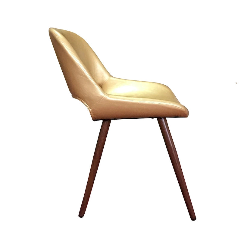 Chaise de salle à manger Langa en similicuir d'inspiration milieu de siècle avec pieds en métal