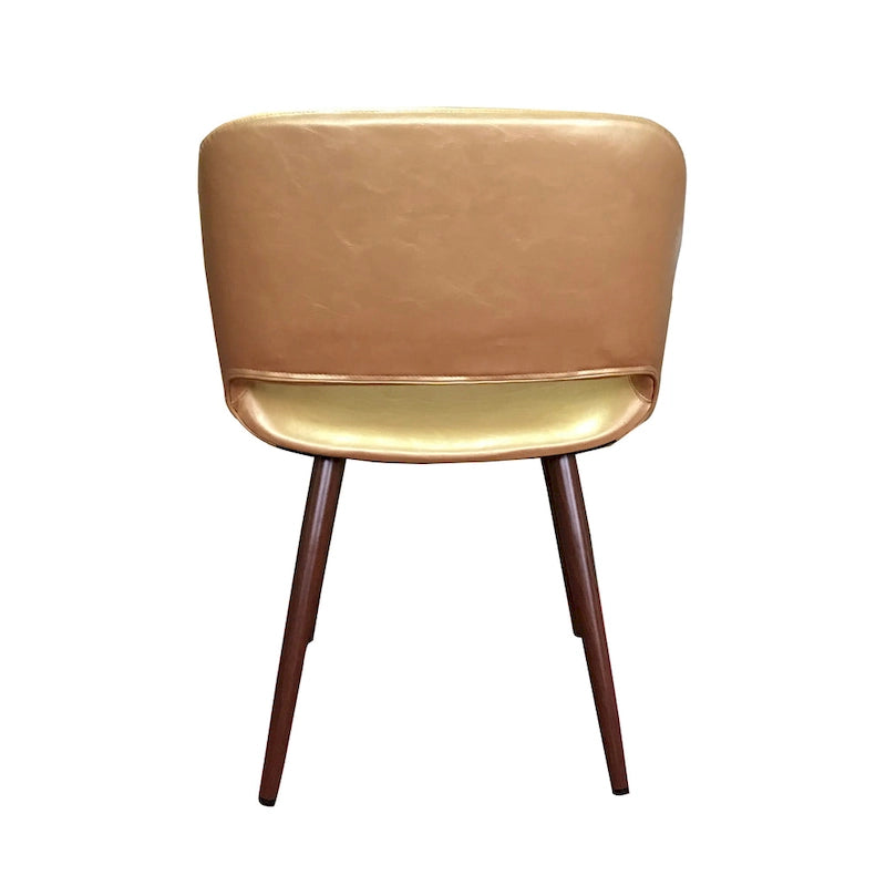 Chaise de salle à manger Langa en similicuir d'inspiration milieu de siècle avec pieds en métal