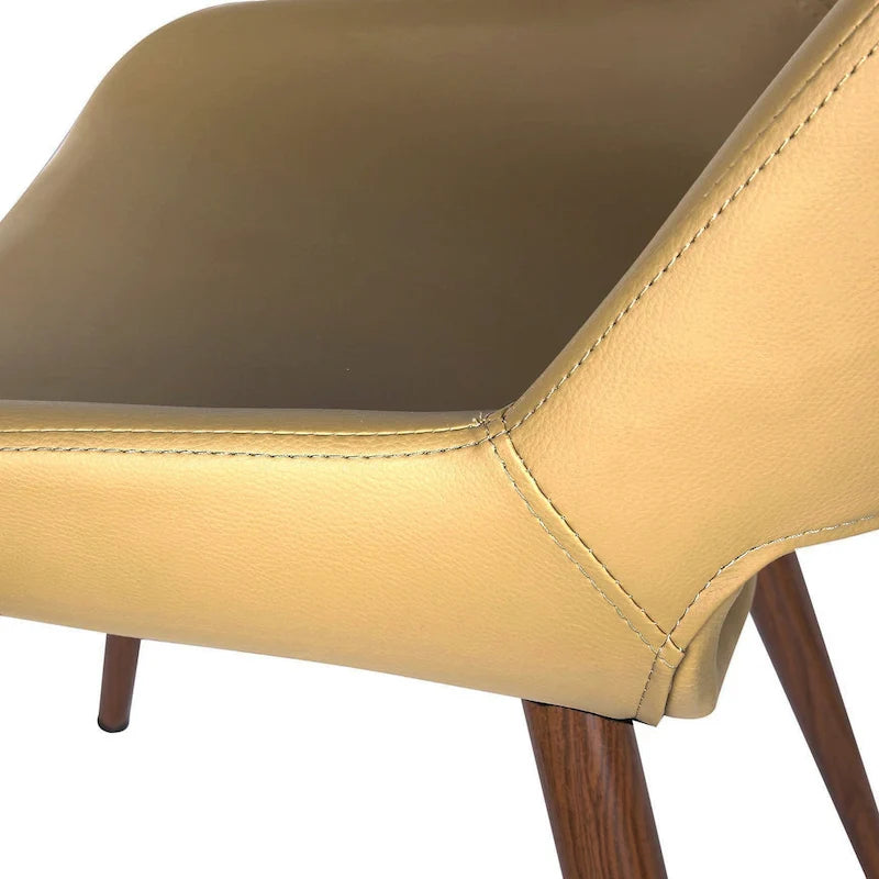 Chaise de salle à manger Langa en similicuir d'inspiration milieu de siècle avec pieds en métal