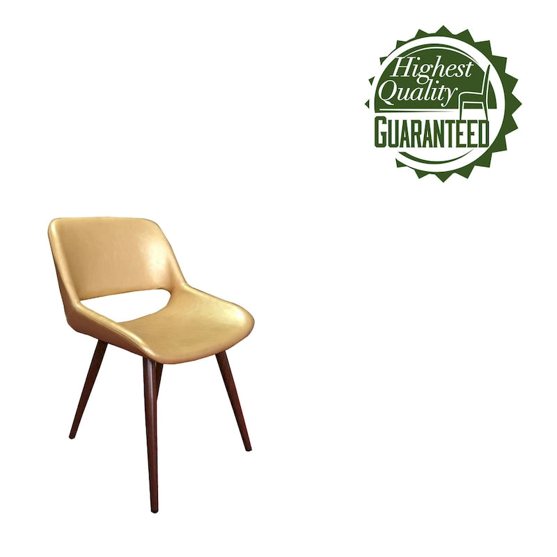 Chaise de salle à manger Langa en similicuir d'inspiration milieu de siècle avec pieds en métal