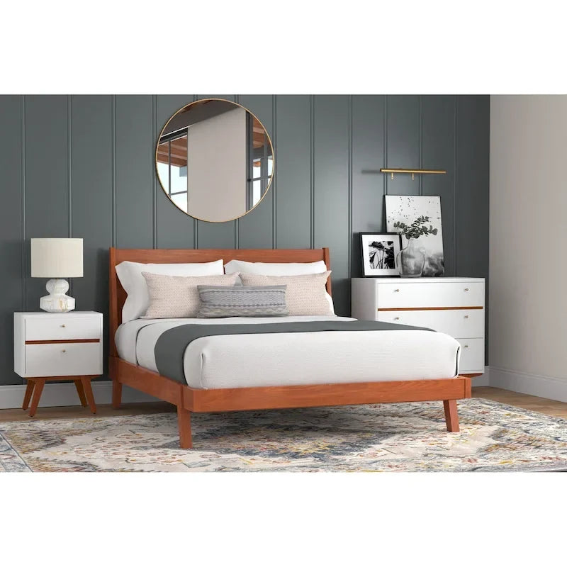 Lit plateforme Dakota en bois coloris gland (marron)