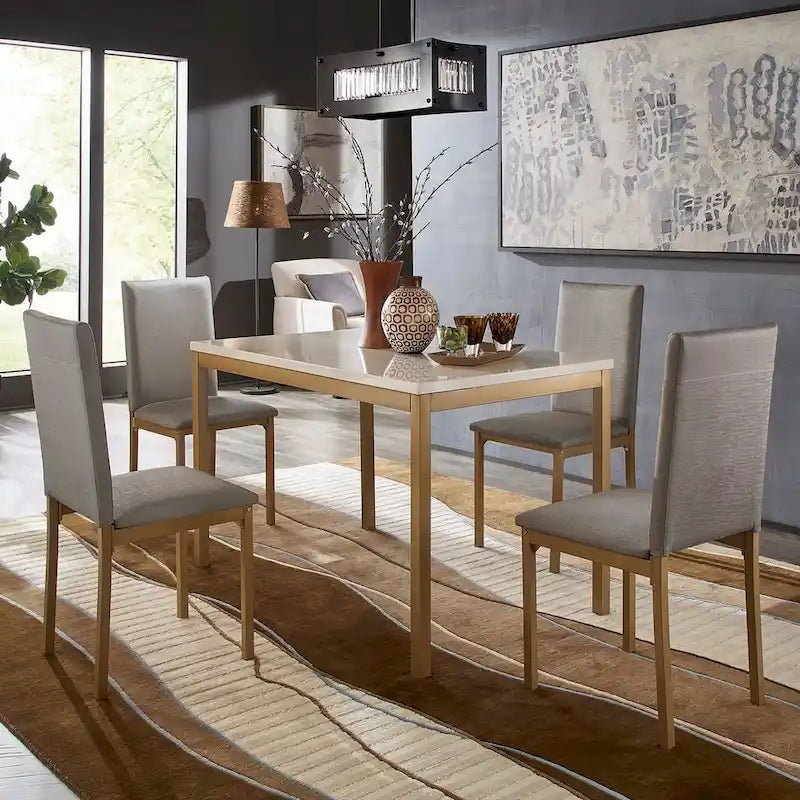 Table de salle à manger Darcy Gold avec plateau en faux marbre par