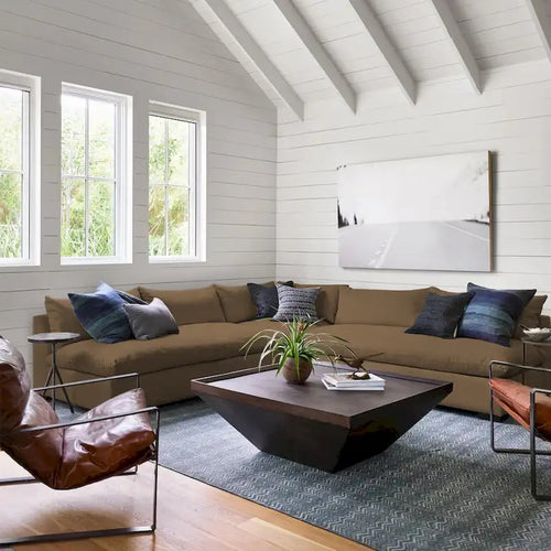 Table basse carrée de 36 pouces en bois d'acacia avec piètement trapèze, marron