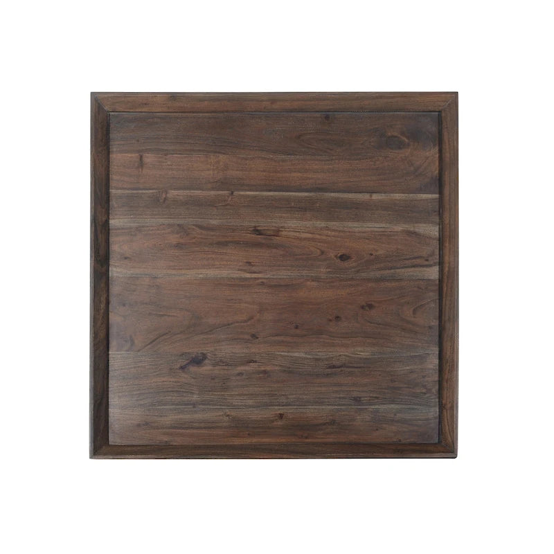 Table basse carrée de 36 pouces en bois d'acacia avec piètement trapèze, marron