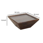 Table basse carrée de 36 pouces en bois d'acacia avec piètement trapèze, marron