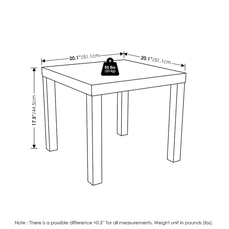 Table d'appoint carrée Classic Homey, noire