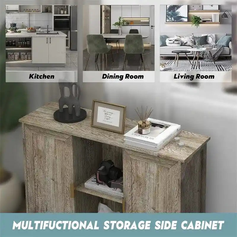 Buffet bahut armoire de bar à café en bois - 30D x 100L x 78H
