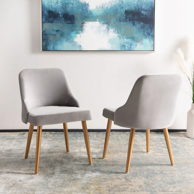 Chaise de salle à manger rembourrée Nobie 18.3 - Gris / Or (Lot de 2) - 21 x 22 x 31 - 21L x 22P x 31H