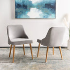 SAFAVIEH Nobie 18.3 Upholstered Dining Chair - Grey / Gold (Set of 2) - 21 x 22 x 31 - 21Wx22Dx31H
