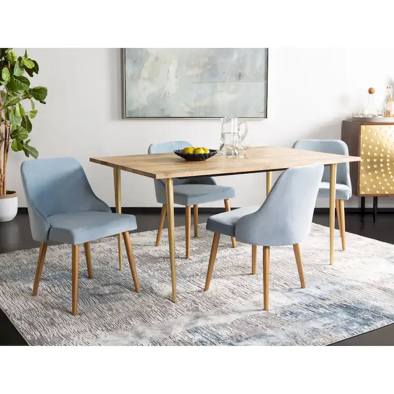 Chaise de salle à manger rembourrée Nobie 18.3 - Gris / Or (Lot de 2) - 21 x 22 x 31 - 21L x 22P x 31H