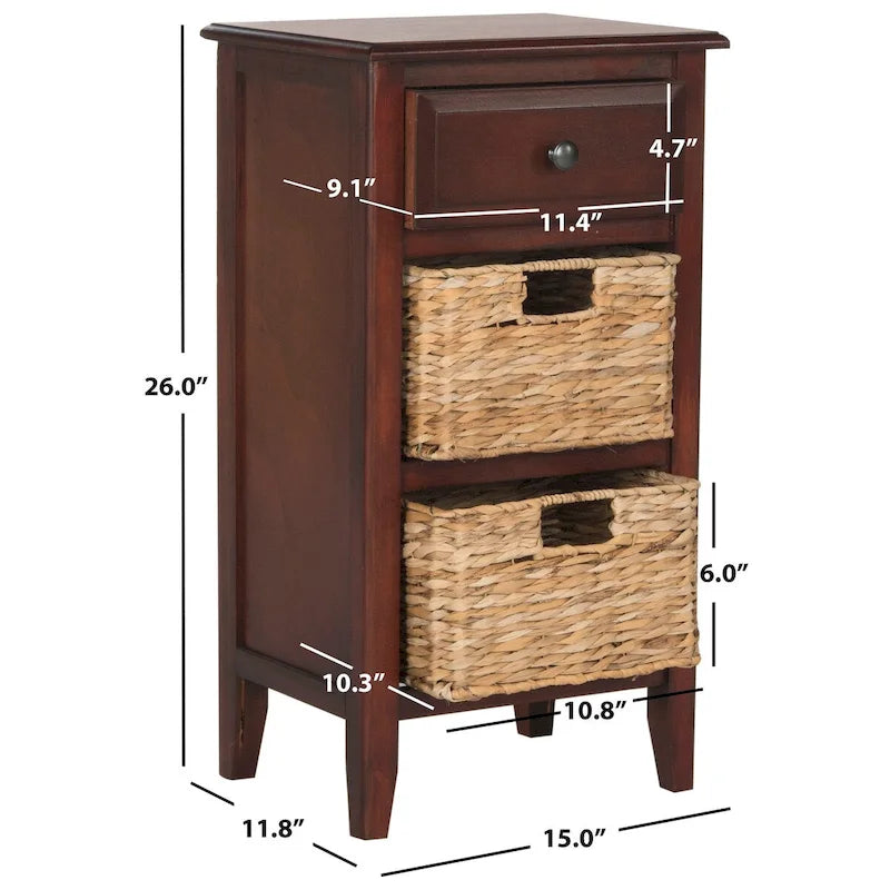 Table d'appoint de rangement à tiroir noir vieilli Helma - 15 x 11,8 x 27,6 - 15 l x 12 P x 26 H