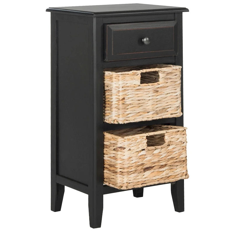 Table d'appoint de rangement à tiroir noir vieilli Helma - 15 x 11,8 x 27,6 - 15 l x 12 P x 26 H