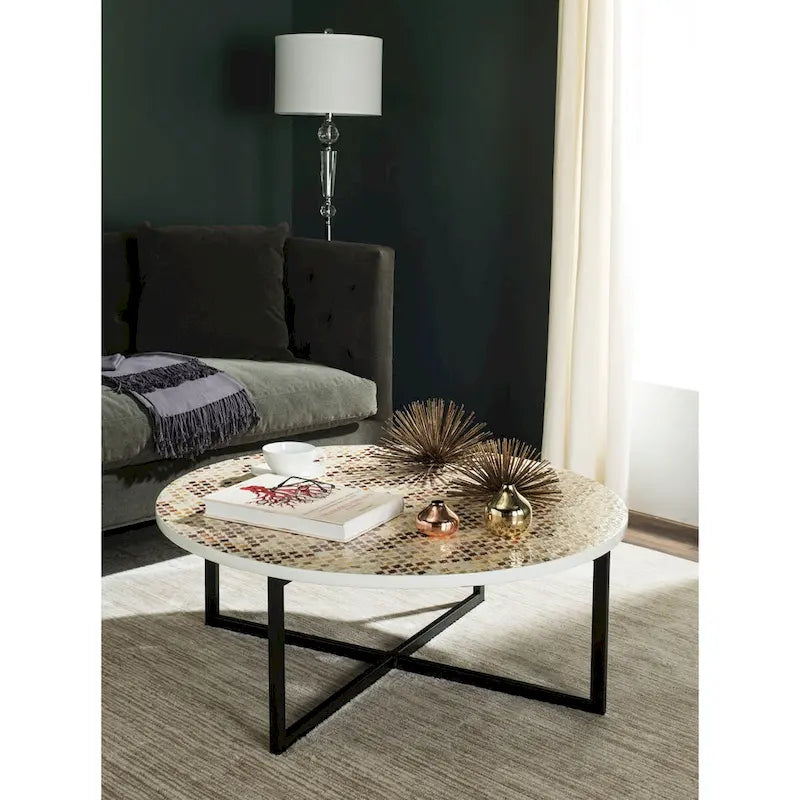 Table basse Marharita crème - 39,8 x 39,8 x 15,4 - 40La x 40P x 15H