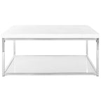 Table basse Bettylou Blanc/Chrome laqué - 89,9 L x 89,9 P x 39,9 H cm