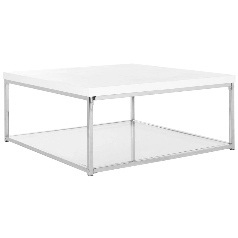 Table basse Bettylou Blanc/Chrome laqué - 89,9 L x 89,9 P x 39,9 H cm