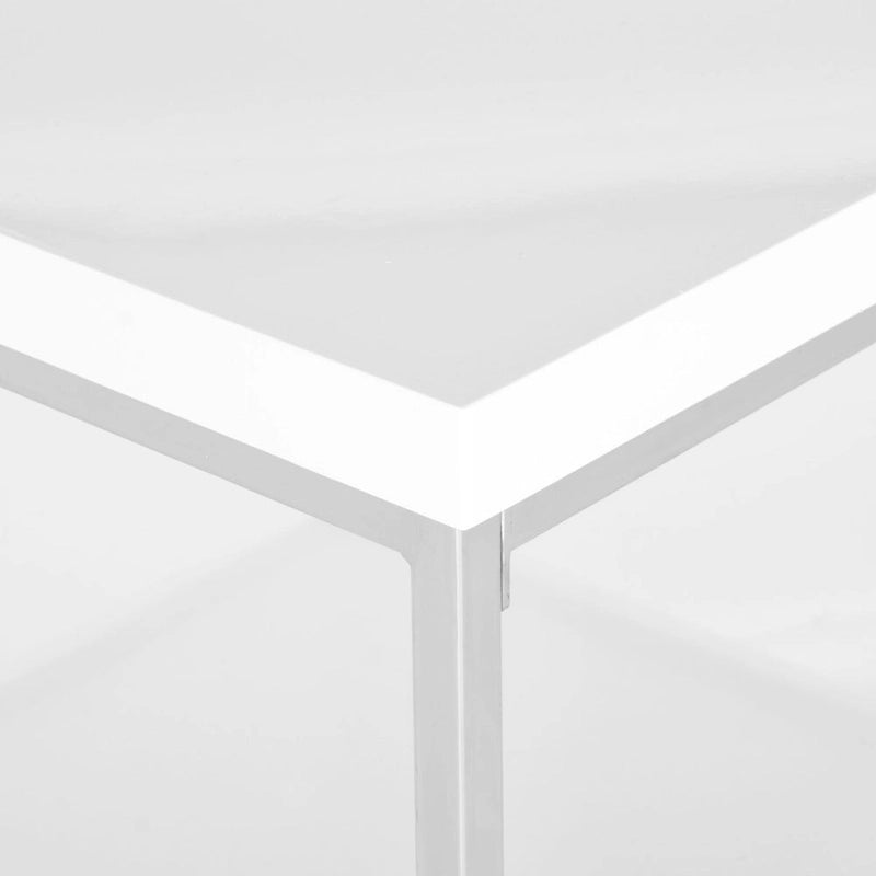 Table basse Bettylou Blanc/Chrome laqué - 89,9 L x 89,9 P x 39,9 H cm