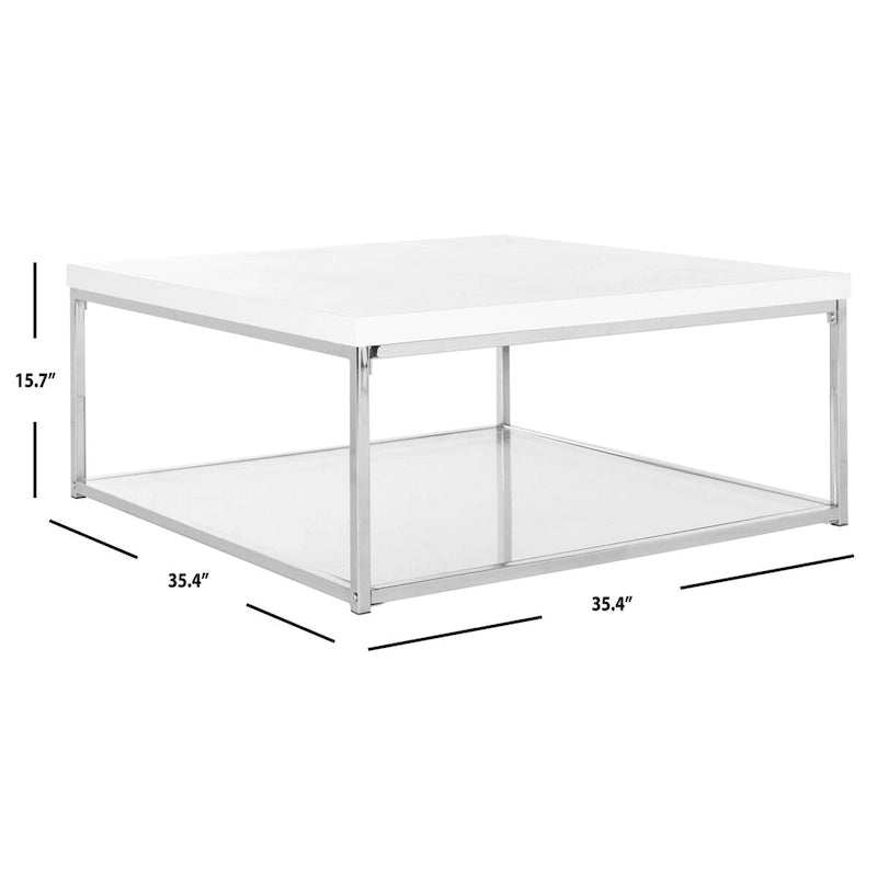 Table basse Bettylou Blanc/Chrome laqué - 89,9 L x 89,9 P x 39,9 H cm