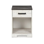 Lit plateforme Shawburn Whitewash avec 2 tables de chevet