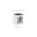 Lit plateforme Shawburn Whitewash avec 2 tables de chevet