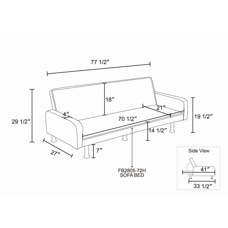 Canapé-lit futon en mousse à mémoire de forme convertible avec dossier inclinable réglable pour petits espaces