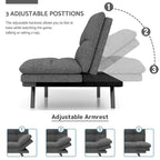 Canapé-lit futon en mousse à mémoire de forme convertible avec dossier inclinable réglable pour petits espaces