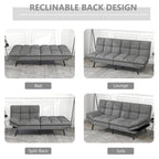 Canapé-lit futon en mousse à mémoire de forme convertible avec dossier inclinable réglable pour petits espaces