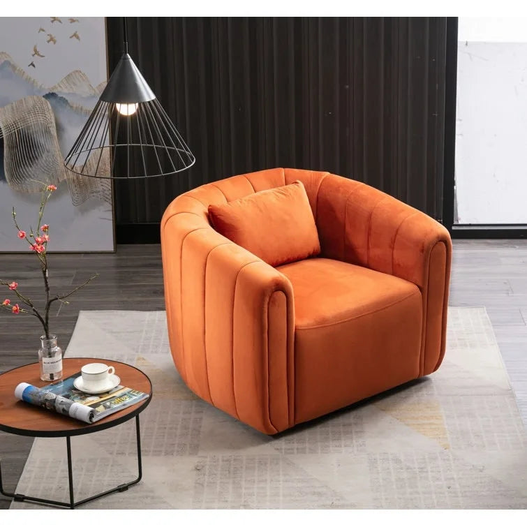 Fauteuil rond en velours surdimensionné avec rotation à 360°, confortable, avec oreiller, pour salon ou chambre à coucher