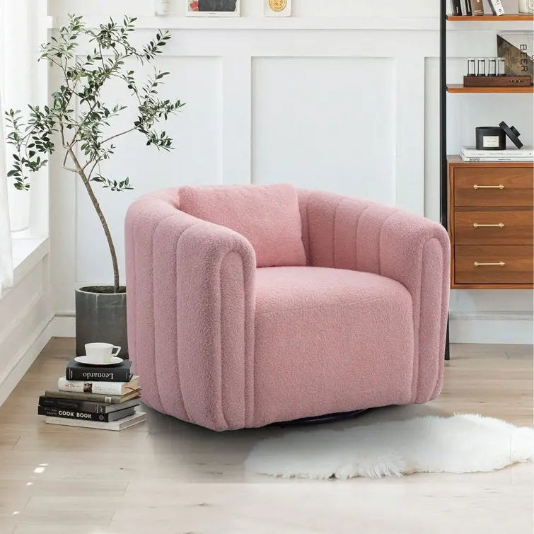 Fauteuil rond en velours surdimensionné avec rotation à 360°, confortable, avec oreiller, pour salon ou chambre à coucher