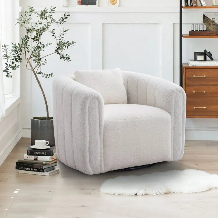 Fauteuil rond en velours surdimensionné avec rotation à 360°, confortable, avec oreiller, pour salon ou chambre à coucher