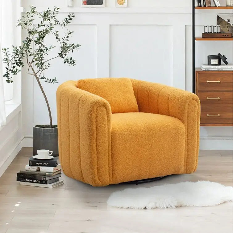 Fauteuil rond en velours surdimensionné avec rotation à 360°, confortable, avec oreiller, pour salon ou chambre à coucher