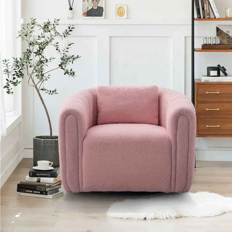 Fauteuil rond en velours surdimensionné avec rotation à 360°, confortable, avec oreiller, pour salon ou chambre à coucher