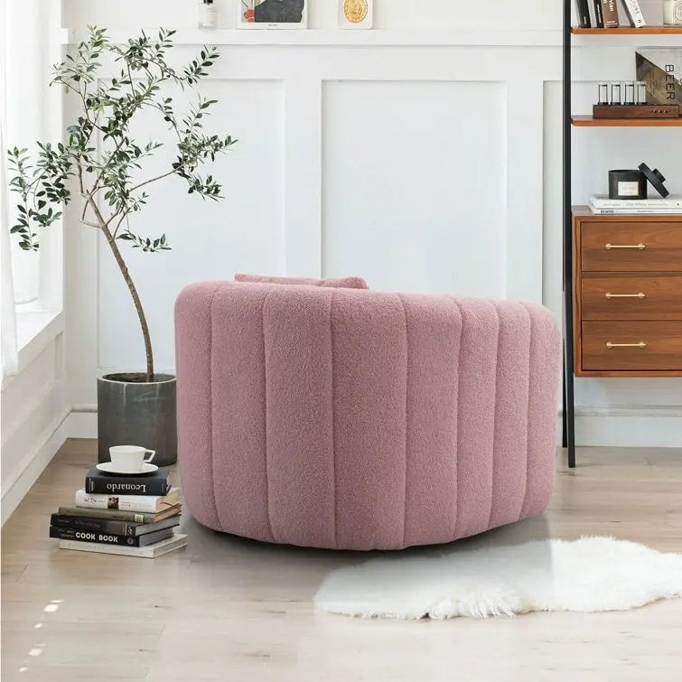 Fauteuil rond en velours surdimensionné avec rotation à 360°, confortable, avec oreiller, pour salon ou chambre à coucher
