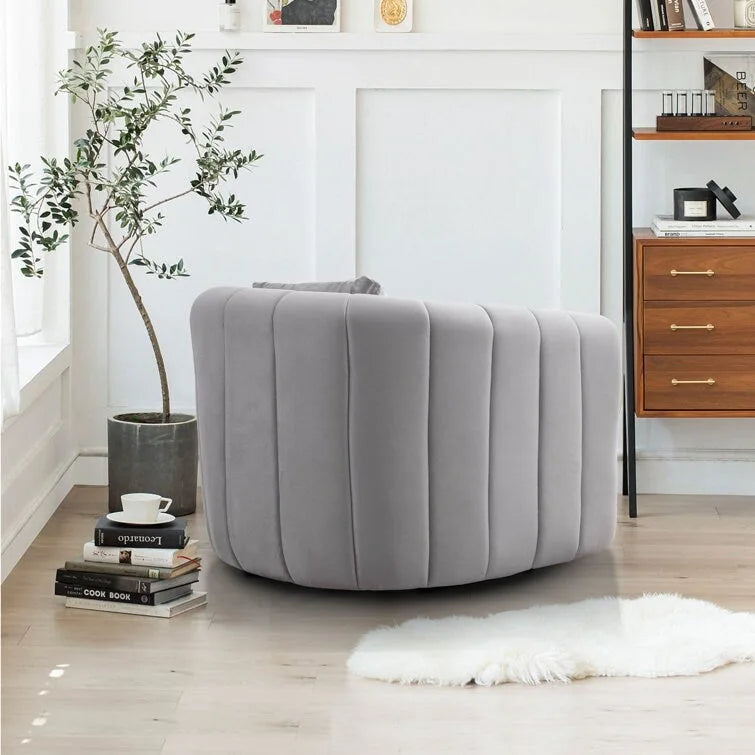 Fauteuil rond en velours surdimensionné avec rotation à 360°, confortable, avec oreiller, pour salon ou chambre à coucher