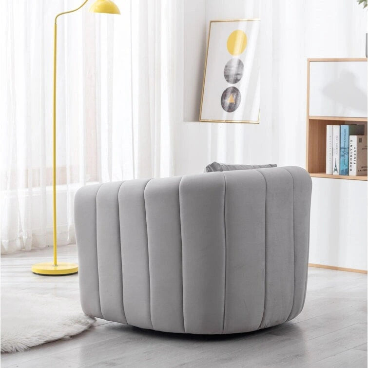 Fauteuil rond en velours surdimensionné avec rotation à 360°, confortable, avec oreiller, pour salon ou chambre à coucher