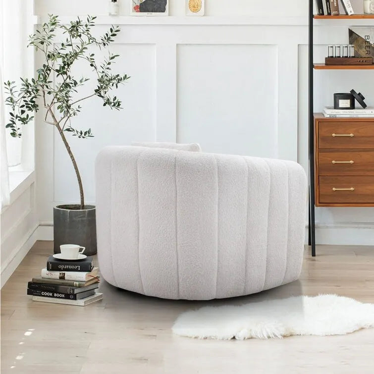 Fauteuil rond en velours surdimensionné avec rotation à 360°, confortable, avec oreiller, pour salon ou chambre à coucher