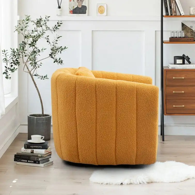 Fauteuil rond en velours surdimensionné avec rotation à 360°, confortable, avec oreiller, pour salon ou chambre à coucher